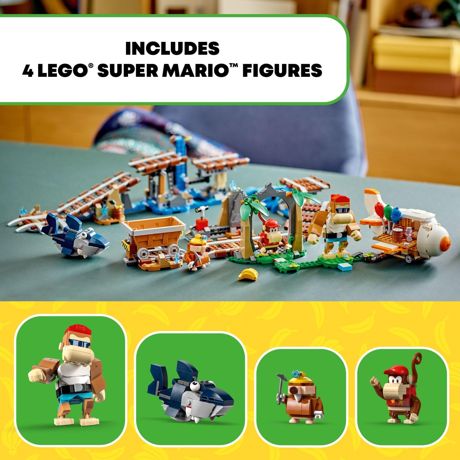 LEGO Super Mario Diddy Kong's Mine Cart Ride Expansion Set 71425, Collectible Building Toy with Brick Built Funky Kong Figure, Super Mario Gift Set