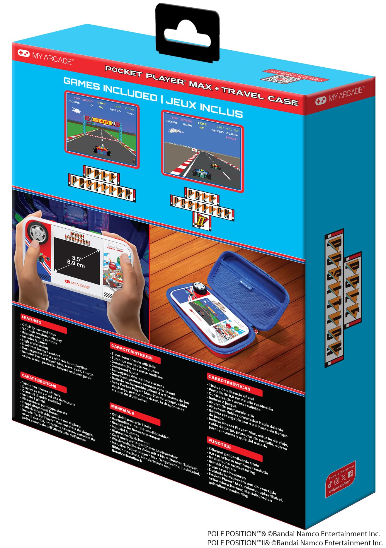 My Arcade Pole Position Pocket Player Max: Games for Kids and Adults, Real Racing Controls, Retro Gaming