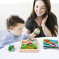PLUSYARD Wooden Animals Block Puzzles for Kids, Ages 2-4, 6-in-1 Montessori Educational Toys with Book, Jigsaw Puzzles for Preschool Learning, Rubber