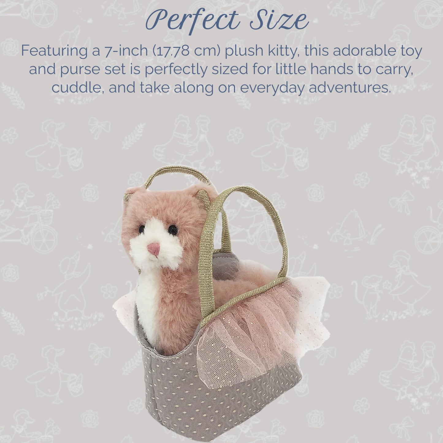 MON AMI Callie Kitty Stuffed Animal & Purse Set, 7" Girls Purse Gift Set