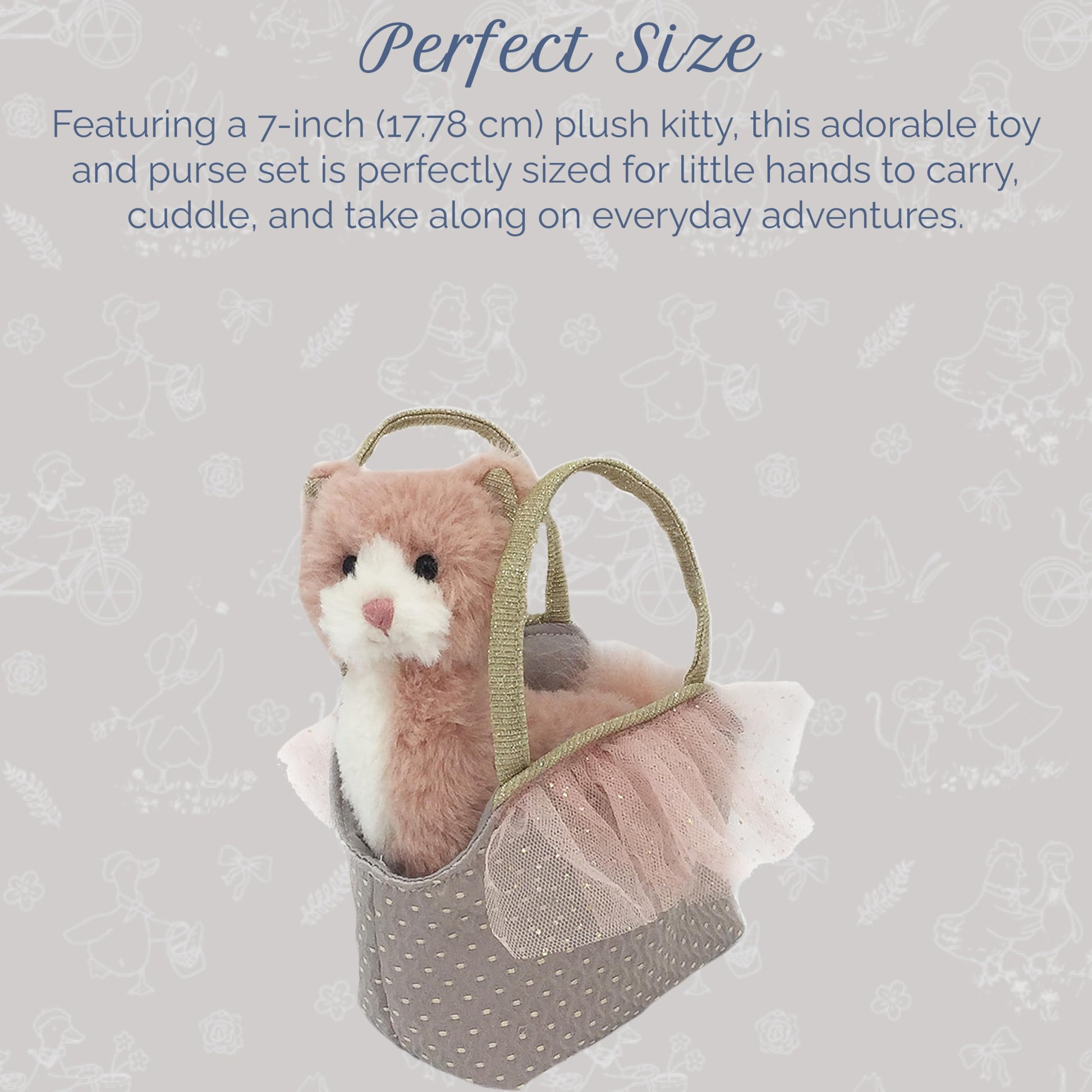MON AMI Callie Kitty Stuffed Animal & Purse Set, 7" Girls Purse Gift Set