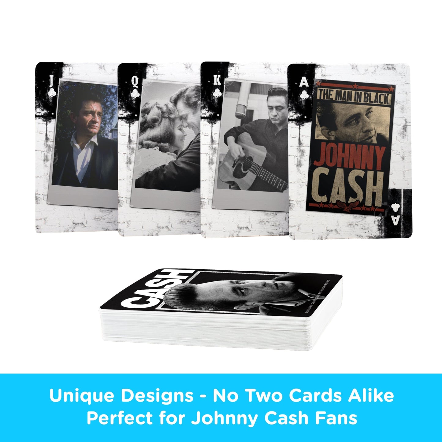 Aquarius Johnny Cash Playing Cards Standard Size - Themed Novelty Deck with 52 Unique Photo Designs - Collectible Merchandise Gift for Teens