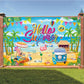 Summer Party Decorations, Hello Summer Beach Party Backdrop Banner for Hello Summer Decorations, 71 x 43 inch