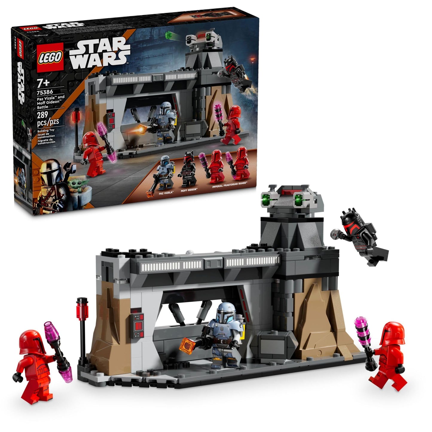 LEGO Star Wars: The Mandalorian Paz Vizsla and Moff Gideon Battle, Fun Building Set for Kids, Collectible Star Wars Toy with 4 Minifigures, Birthday