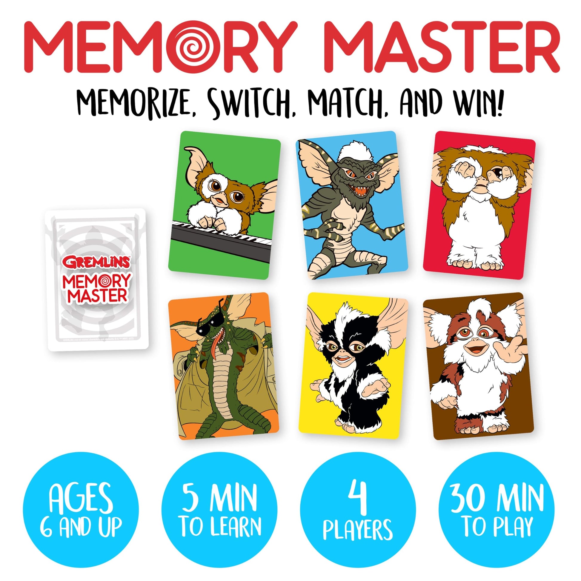 AQUARIUS Gremlins Memory Master Card Game - Fun Family Party Game for Kids, Teens & Adults - Entertaining Game Night Gift - Officially Licensed