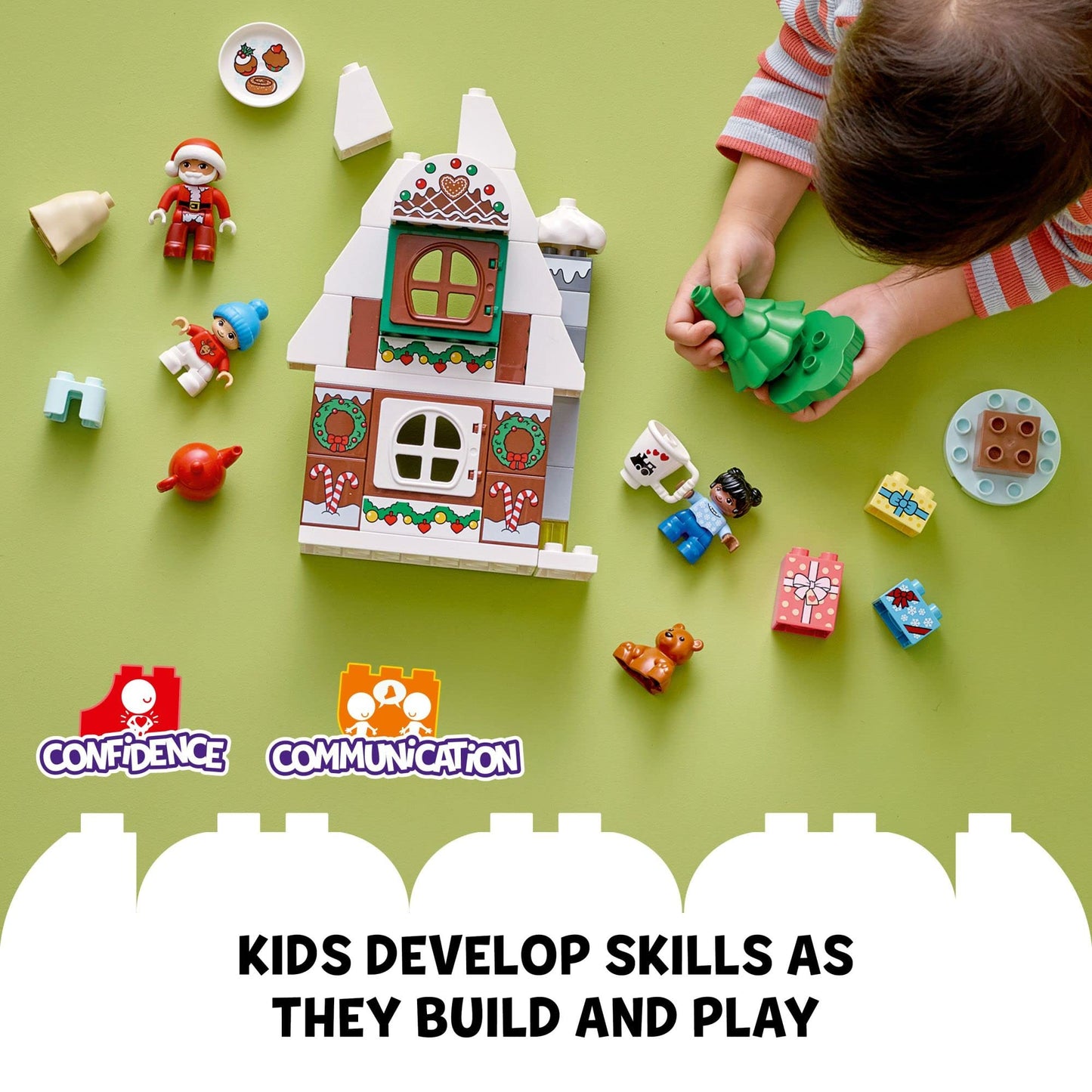 LEGO DUPLO Santa's Gingerbread House Building Set, Christmas Toy for 2 Year Old Boys and Girls, Includes Santa Claus Figure, Stocking Filler Idea