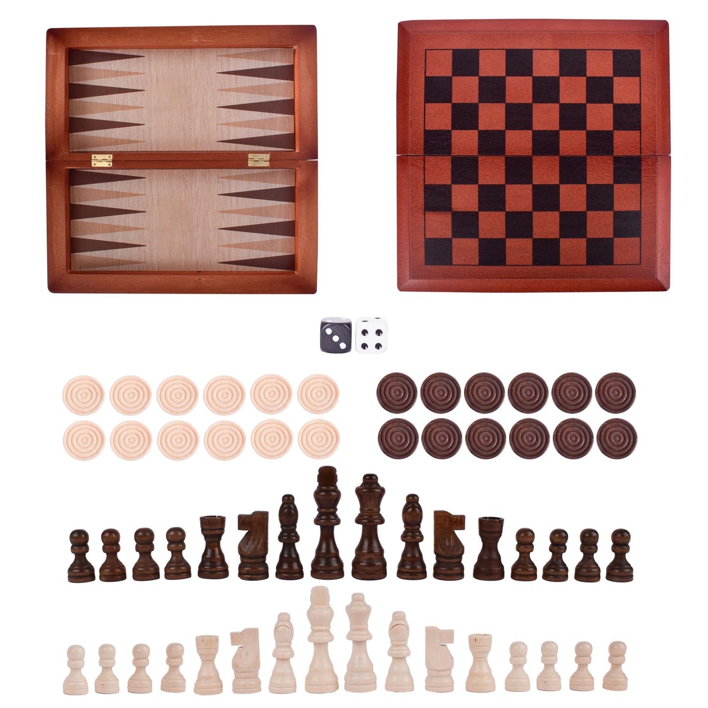 Elbow Room Games 3-in-1 Chess, Checkers & Backgammon Board Game Set - Portable, Folding Classic Strategy Games for Family Fun & Travel