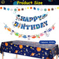 Outer Space Party Decorations - Space Theme Supplies with Happy Birthday Banner Solar System Tablecloth for Galaxy Party Decor (Tablecloth+Flag
