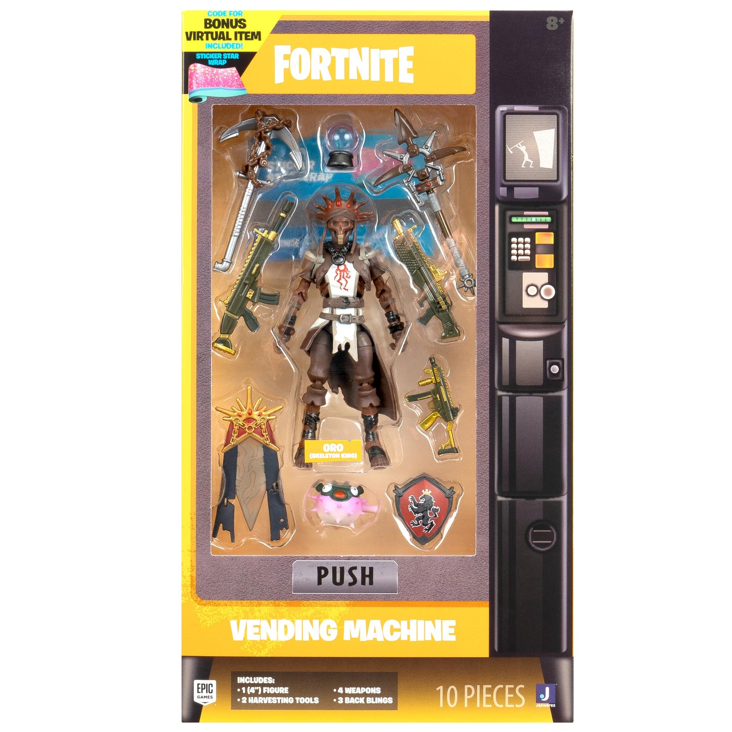 Fortnite Oro (Skeleton King) Vending Machine - 4-Inch Figure with Unique Colorway Plus Accessories in Deluxe Packaging