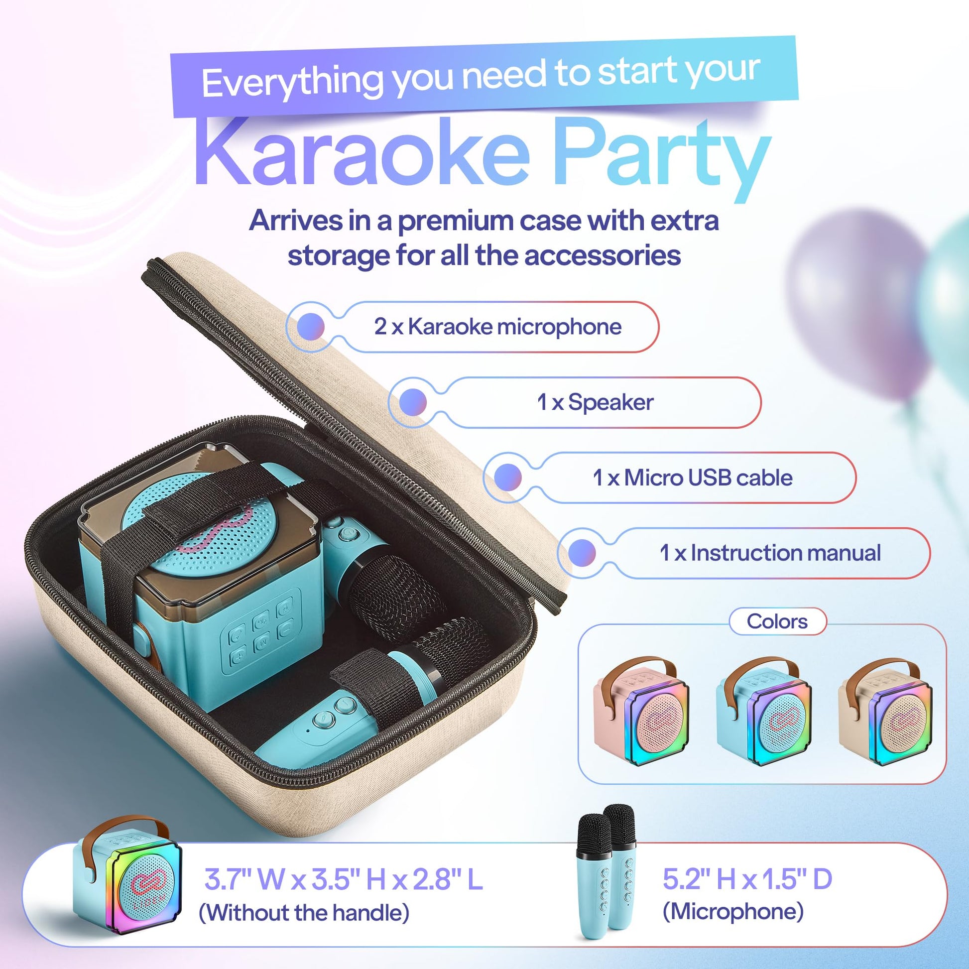 Karaoke Machine for Kids (1, Blue)