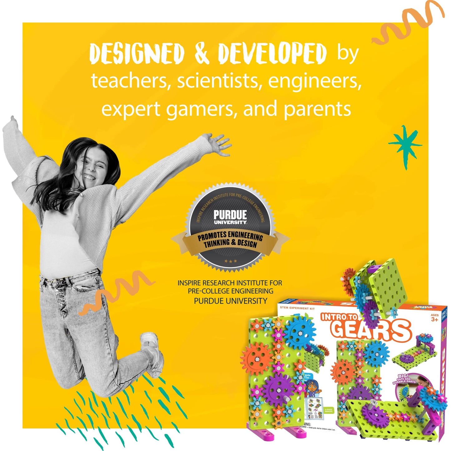 Thames & Kosmos Kids First: Intro to Gears STEM Experiment Kit for Ages 3+ | Build 4 Models, Learn About Gears, Power & Motion | Intro to Mechanical