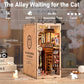 DIY Book Nook Kit, 3D Wooden Puzzle Bookend with LED Light, Japanese Street Alley Miniature House Model, Creative Shelf Insert Decor & Arts Crafts