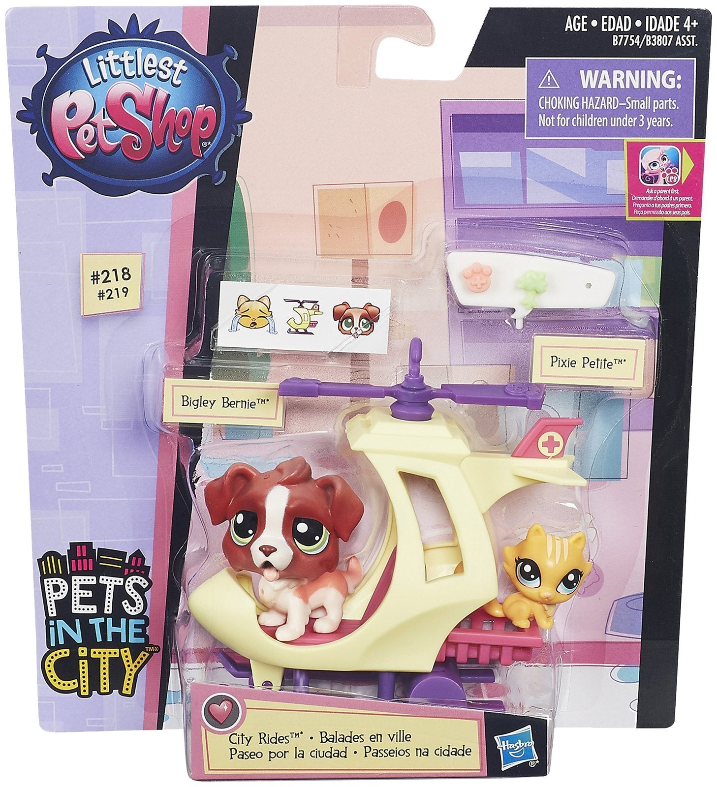 Littlest Pet Shop City Rides St. Bernard and Kitten Helicopter