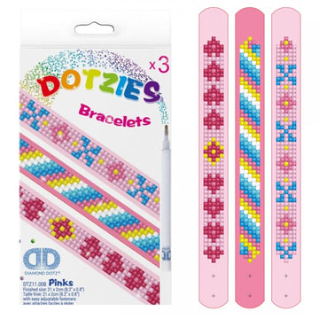 DIAMOND DOTZ Kits Dotzies - Pinks, Diamond Art Bracelet Making Kit Adults, DIY Bracelet Kit, Diamond Painting Bracelet Kit for Adults, Bracelet Making