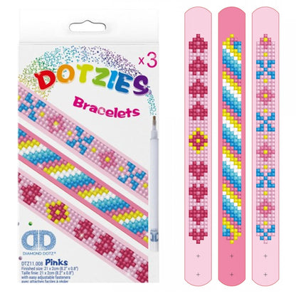 DIAMOND DOTZ Kits Dotzies - Pinks, Diamond Art Bracelet Making Kit Adults, DIY Bracelet Kit, Diamond Painting Bracelet Kit for Adults, Bracelet Making