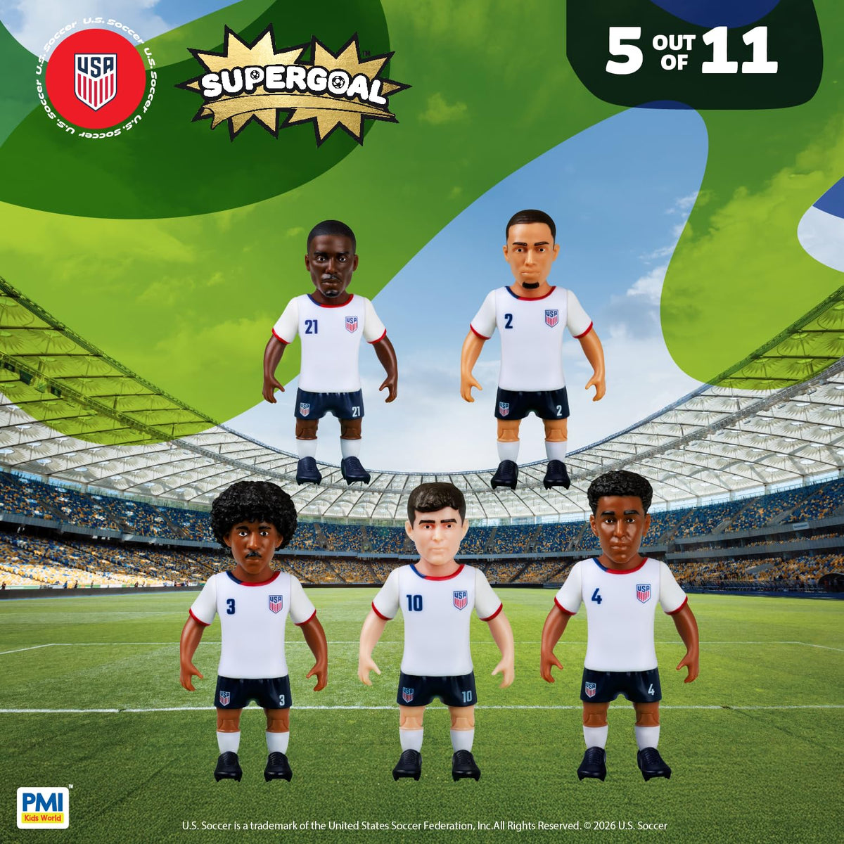 P.M.I. PMI World Cup Soccer Figures, 5-Pack, Team USA