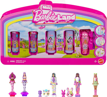 Barbie Mini Land 5 Dolls Reveal Pack, 1.5-inch Mini Dolls with Surprise Reveal & Sensory Play Piece (Styles May Vary)