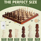 ECOCRAFTER 15'' 2 in 1 Wooden Magnetic chess and checkers set (2 Extra Queens, Foldable Chess set & Cotton Storage Bag) Magnetic Chess Sets for Adults