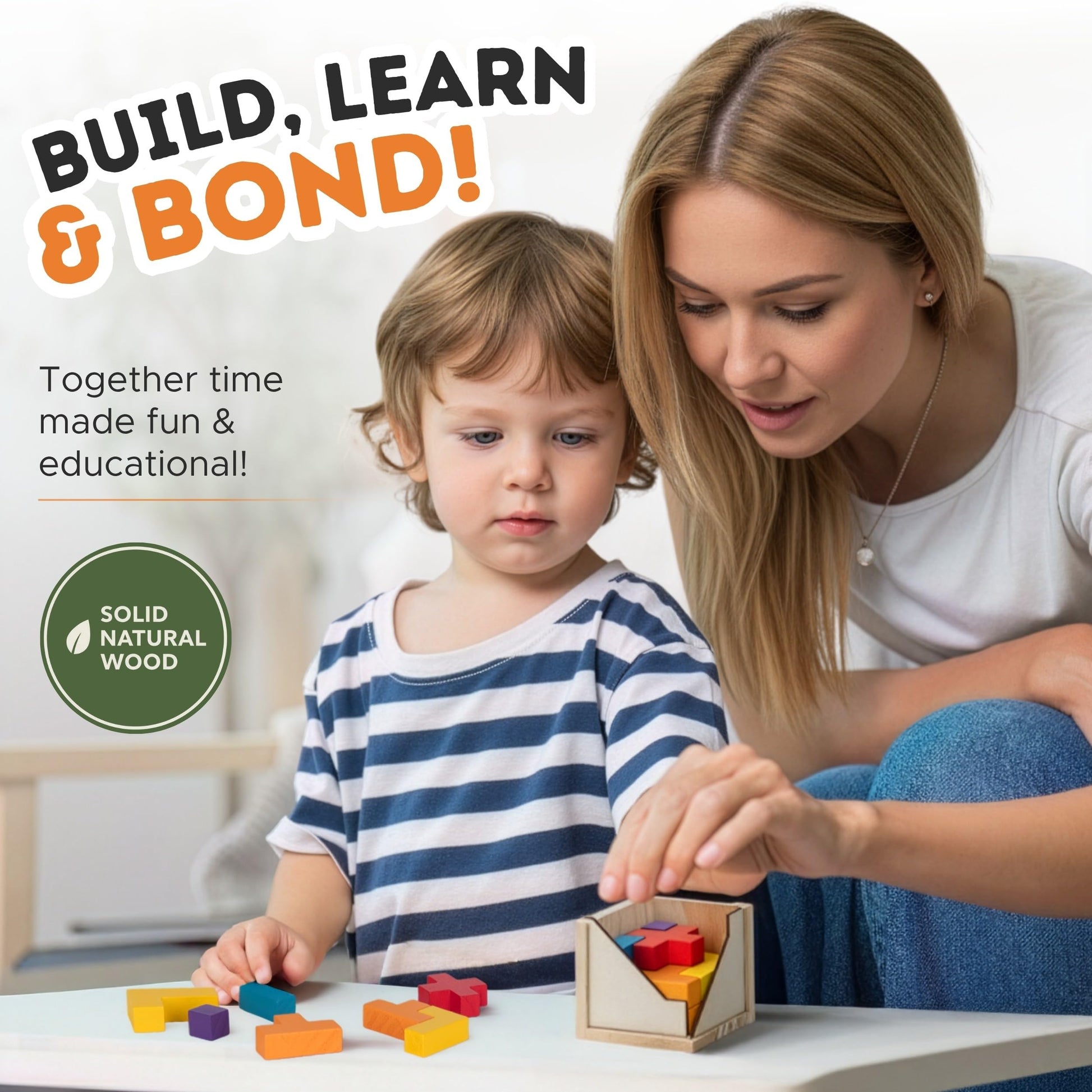 Zen Fun Wooden Brain Teaser Puzzle Cube - Montessori Toy Colorful Cube Puzzle for Kids Ages 5-7 and Easy Mind Puzzle for Adults - 20 Pieces