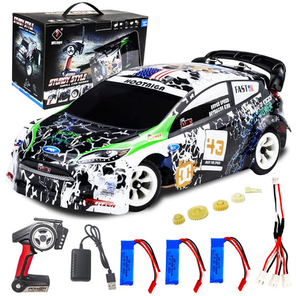 LEOSO WLtoys K989 1/28 4WD Mini RC Drift Car with 3 Batteries