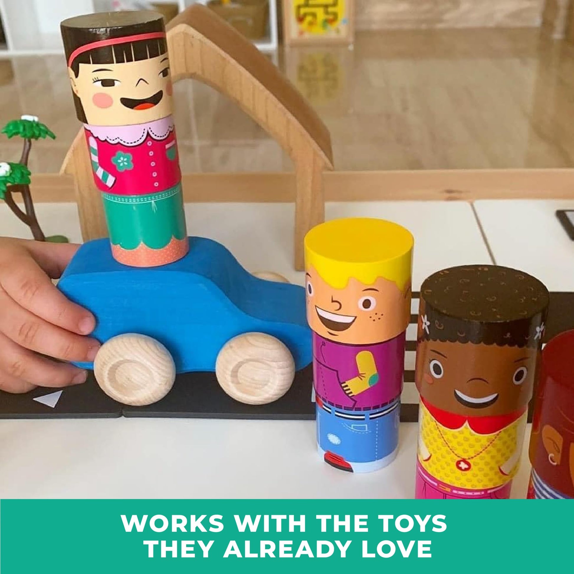 My Family Builders 16-Piece Magnetic Wooden Friends Set, Diversity Dolls