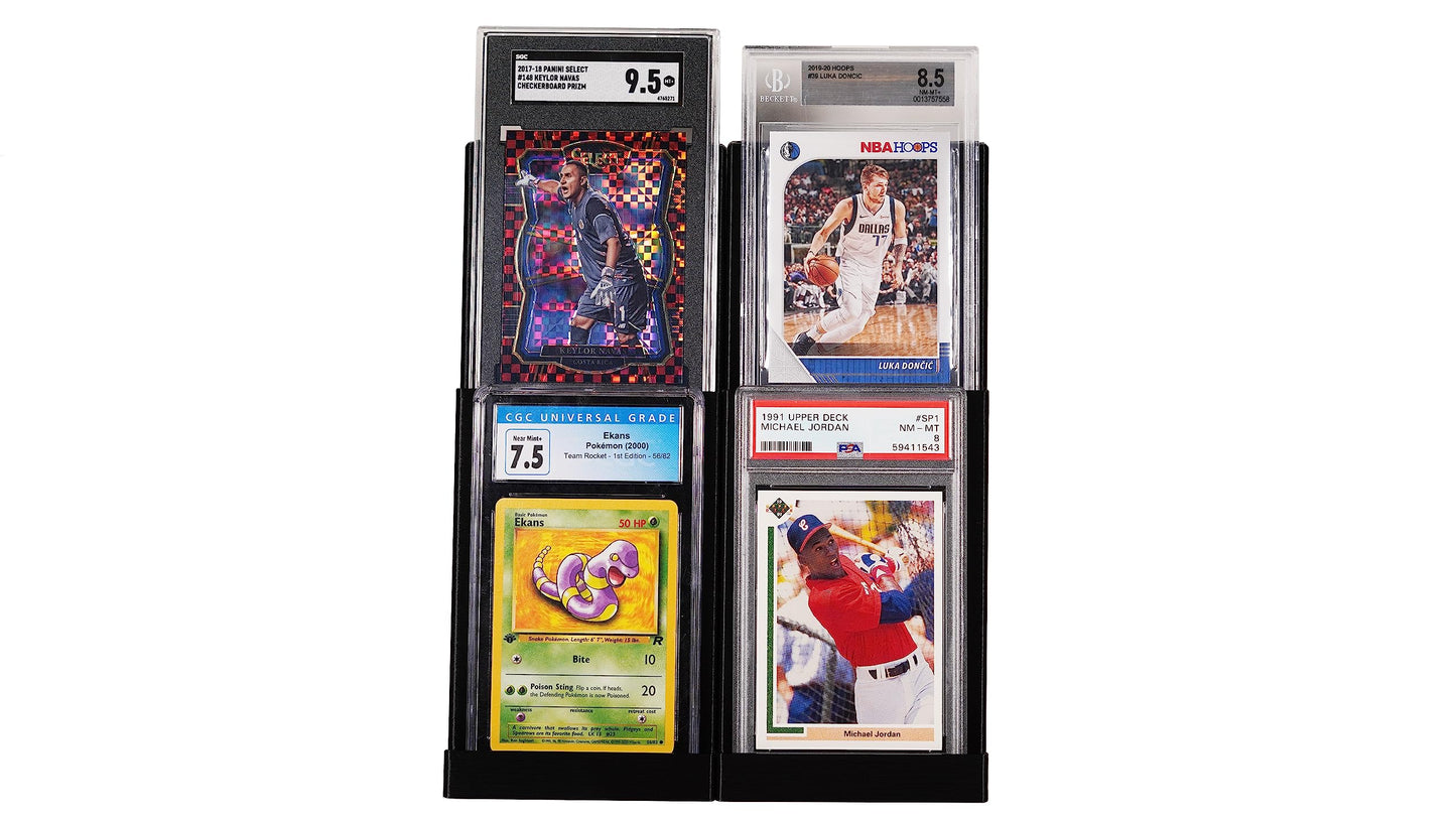 Graded Card Slab Stadium Tower Displays (2 Pack), Compatible with PSA, Beckett, SGC and CGC (Black, 2 Tier)