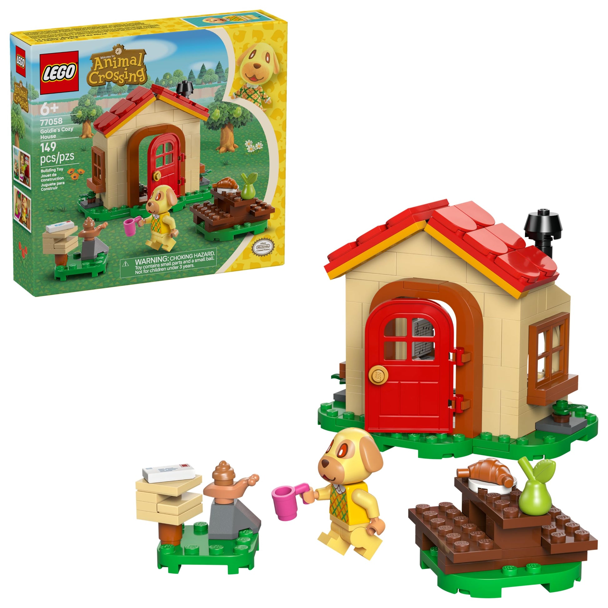 LEGO Animal Crossing Goldie’s Cozy House Building Toy - Pretend Play Set for Girls & Boys, Ages 6+ W/Dog Minifigure - Building Blocks Toy for Kids