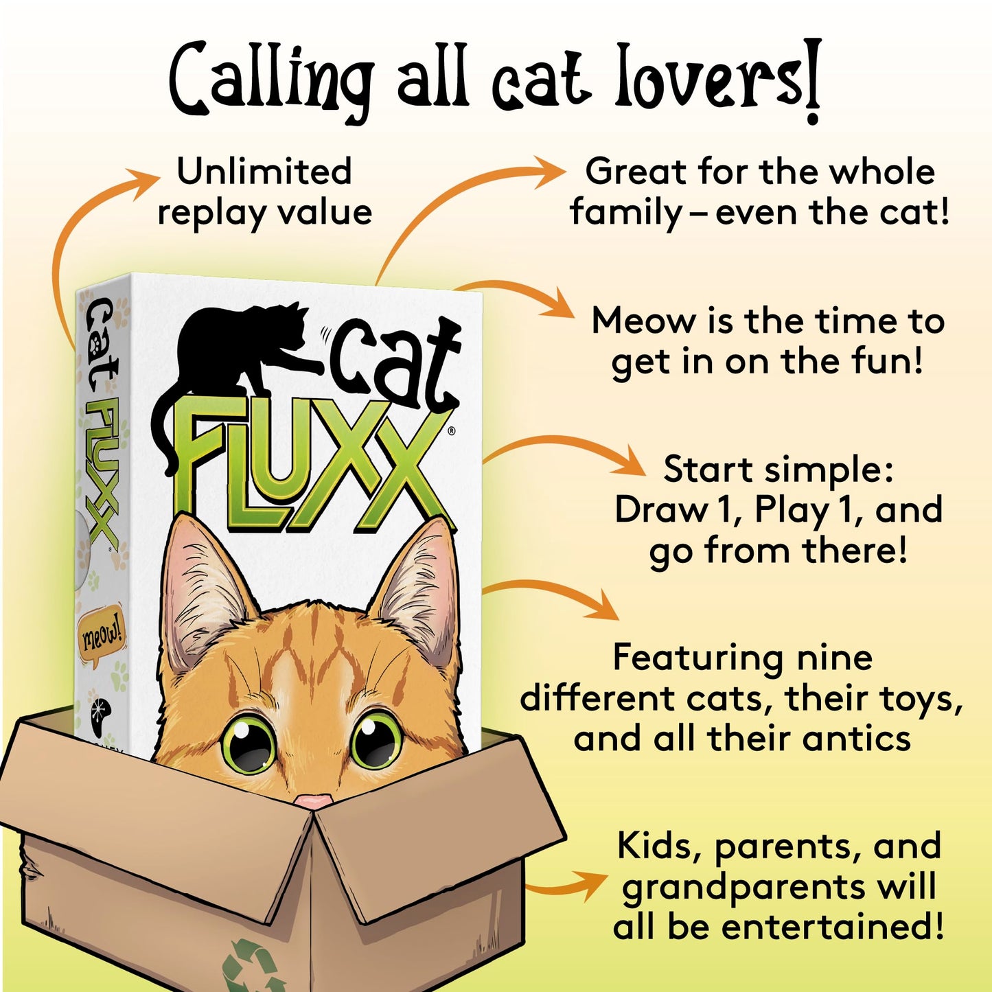 Looney Labs Cat Fluxx - The Cat-Themed Card Game of Feline Fun, 1-6 Players