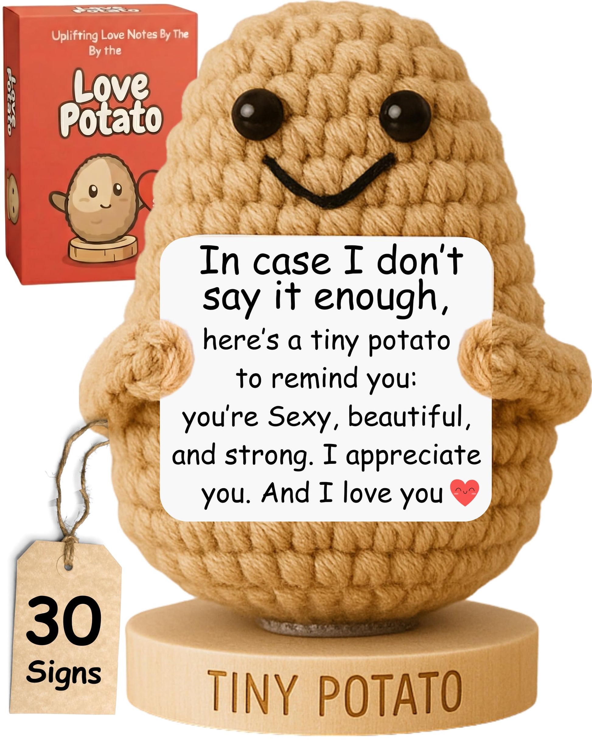 Romantic Gift for Women - Tiny Potato Crochet W/ 30 Cards for Her | Birthday Gift for Wife, Girlfriend, Anniversary Present Idea for Wife from