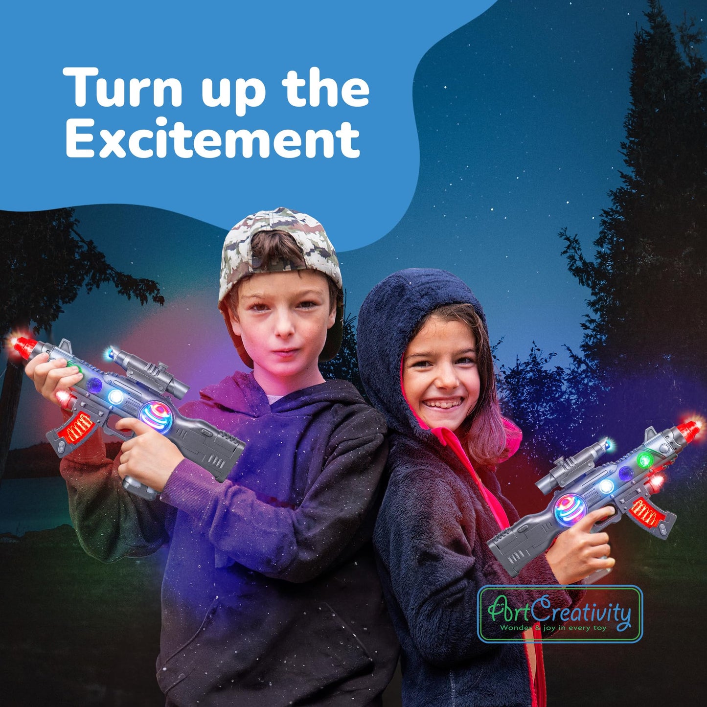 ArtCreativity 12.5 Inch Light Up Space Gun Toy, Alien Blaster with LEDs