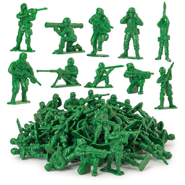 KiddieLoot Green Army Men Toy Soldiers (36 Pack) - Classic Military Action Figures for Kids - Plastic Army Toys Set for Battle Play, Party Favors