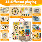 Busy Board with LED Light Switches, Montessori Toys for Toddlers 1-3, Wooden Sensory Activity Board, Travel Learning Toy for Boys & Girls, Educational