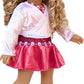 Ice Skating Girl - 4 Piece Ice Skating Outfit for 18 Inch Doll - Pink Leotard with Skirt, White Warmup Sweater and White Ice Skates - 18 Inch Doll