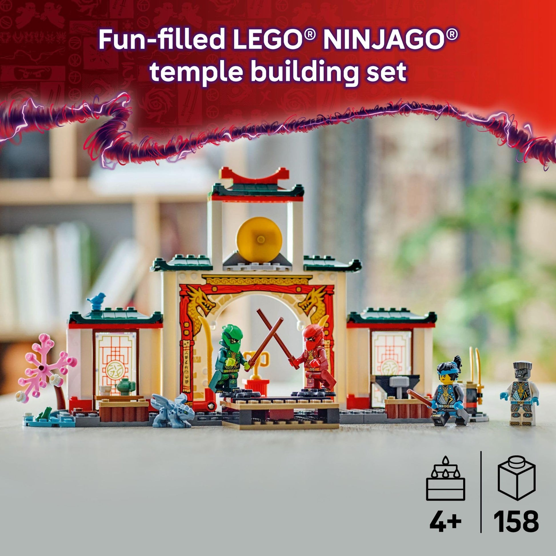 LEGO NINJAGO Ninja Spinjitzu Temple Building Toy Playset - Pretend Play Preschool Ninja Toy for Kids, Boys and Girls, Ages 4+ - with 4 Minifigures