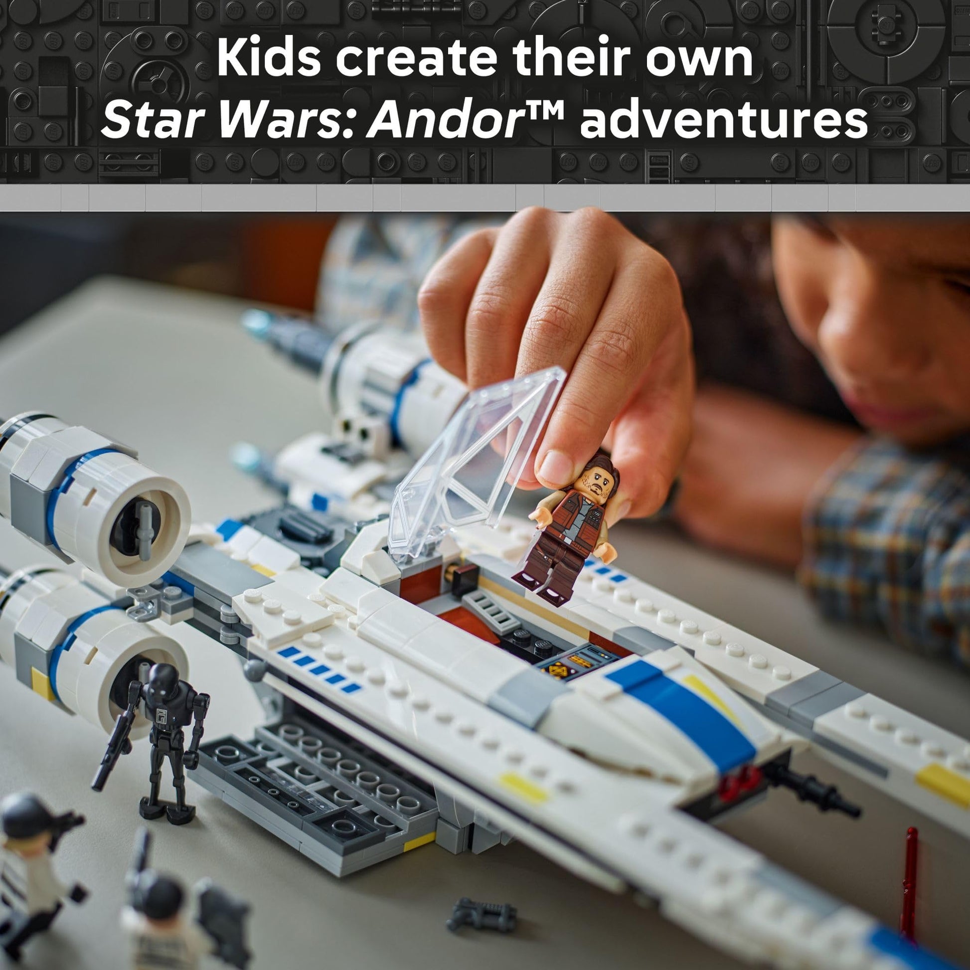 LEGO Star Wars Rebel U-Wing Starfighter Building Set - Includes Cassian Andor, Dedra Meero and K-2SO - Model Action Toy - Birthday Gift Idea for Boys
