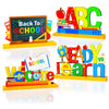 4 Pieces Back to School Party Decorations Wooden First of School Centerpieces Ready to Learn Table Toppers for School Classroom Home Teacher Party