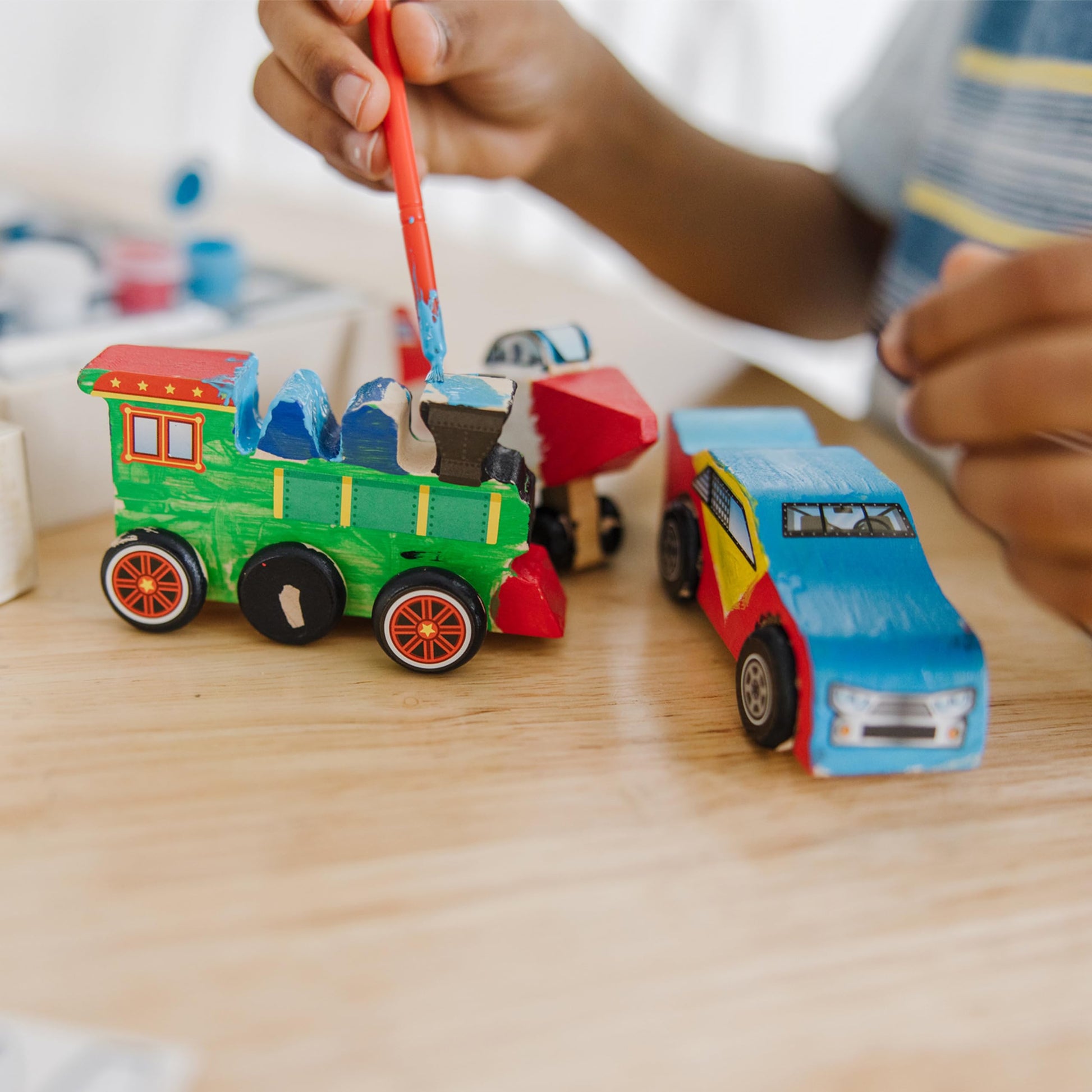 Melissa & Doug Decorate-Your-Own Wooden Craft Kits Set - Plane, Train, and Race Car