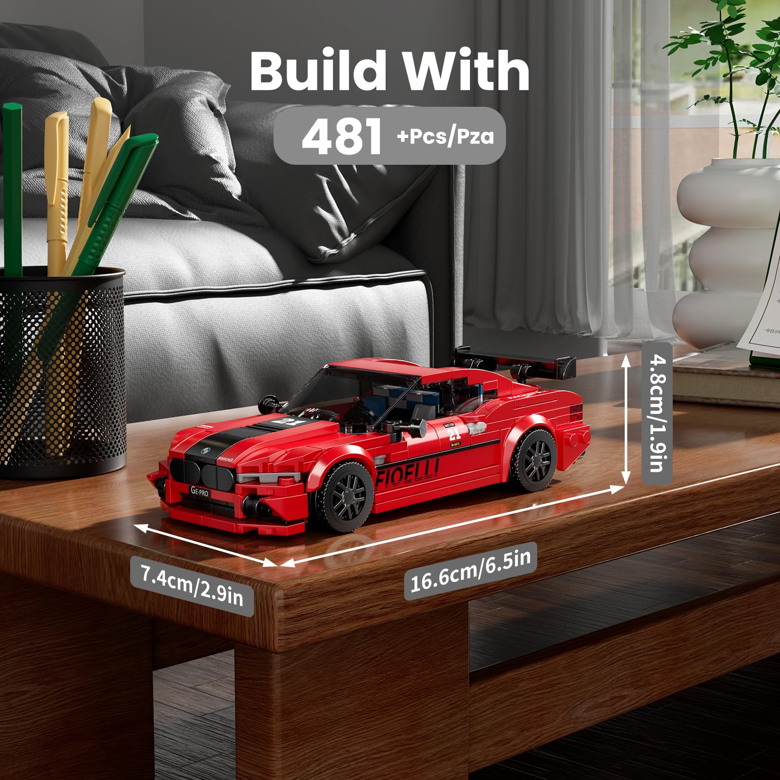 Mould King Speed Champion M8 Racing Car Building Kit with Acrylic Display Case, 27072 Collectible Model Car Kits, Building Blocks Kit Racing Toy Cars