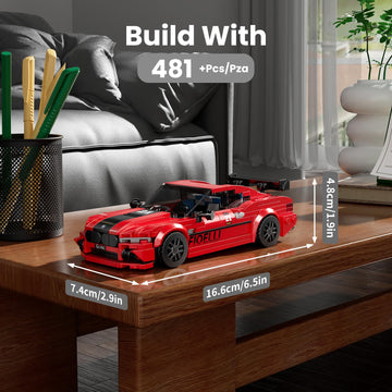 Mould King Speed Champion M8 Racing Car Building Kit with Acrylic Display Case, 27072 Collectible Model Car Kits, Building Blocks Kit Racing Toy Cars