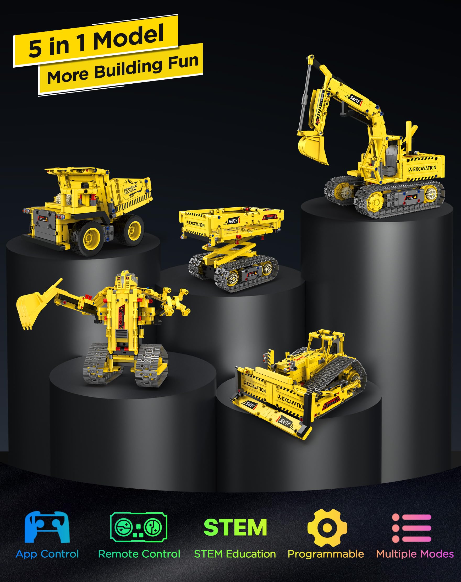 okk STEM Robot Toys for Kids 8-12, 5-in-1 RC Programmable Building Toy Kit