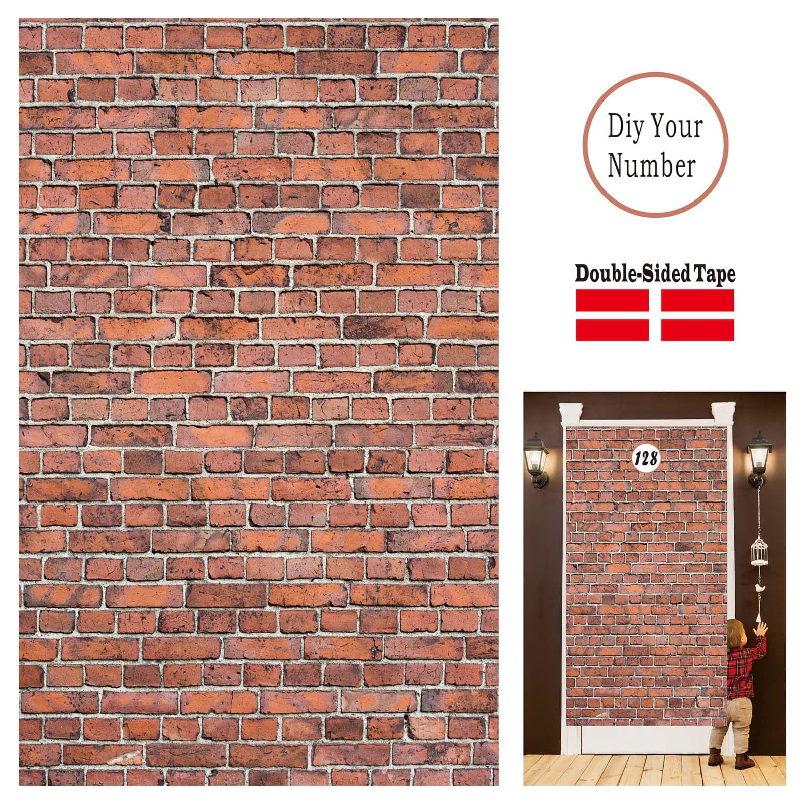 Brick Wall Backdrop,78.7"x 49.2" Inch Door Curtain, Wizard Birthday Party Supplies, Halloween Christmas Themed Party Decorations,Wall Backdrop