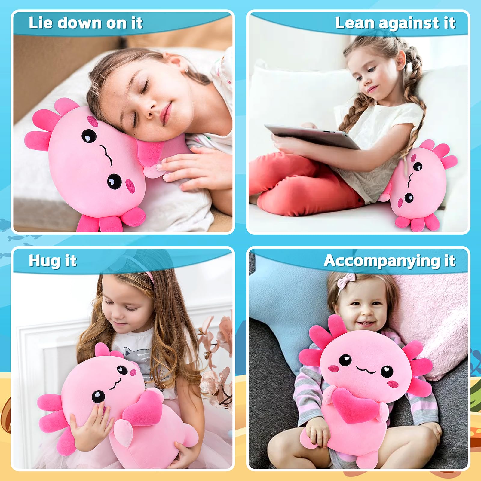 Achwishap Axolotl Plush,Axolotl Stuffed Animal Plush Toys,14” Salamander Plushie,Cute Plushies Soft Newt Plushy Kawaii Plushies Huggging Pillow,Cuddly