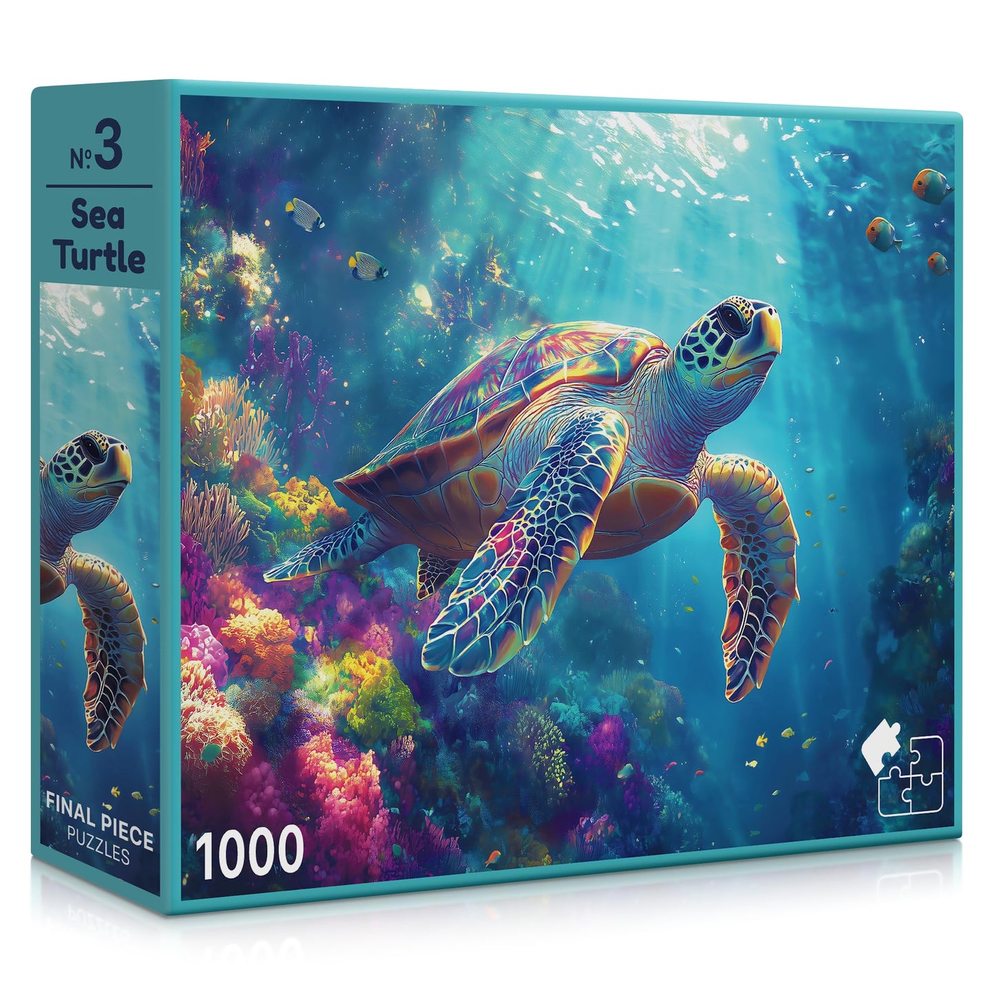 Sea Turtle (#3) - 1000 Piece Jigsaw Puzzle for Adults | Premium European Blue Board | Satin Low-Glare Finish | Ribbon Cut | Bonus Poster |