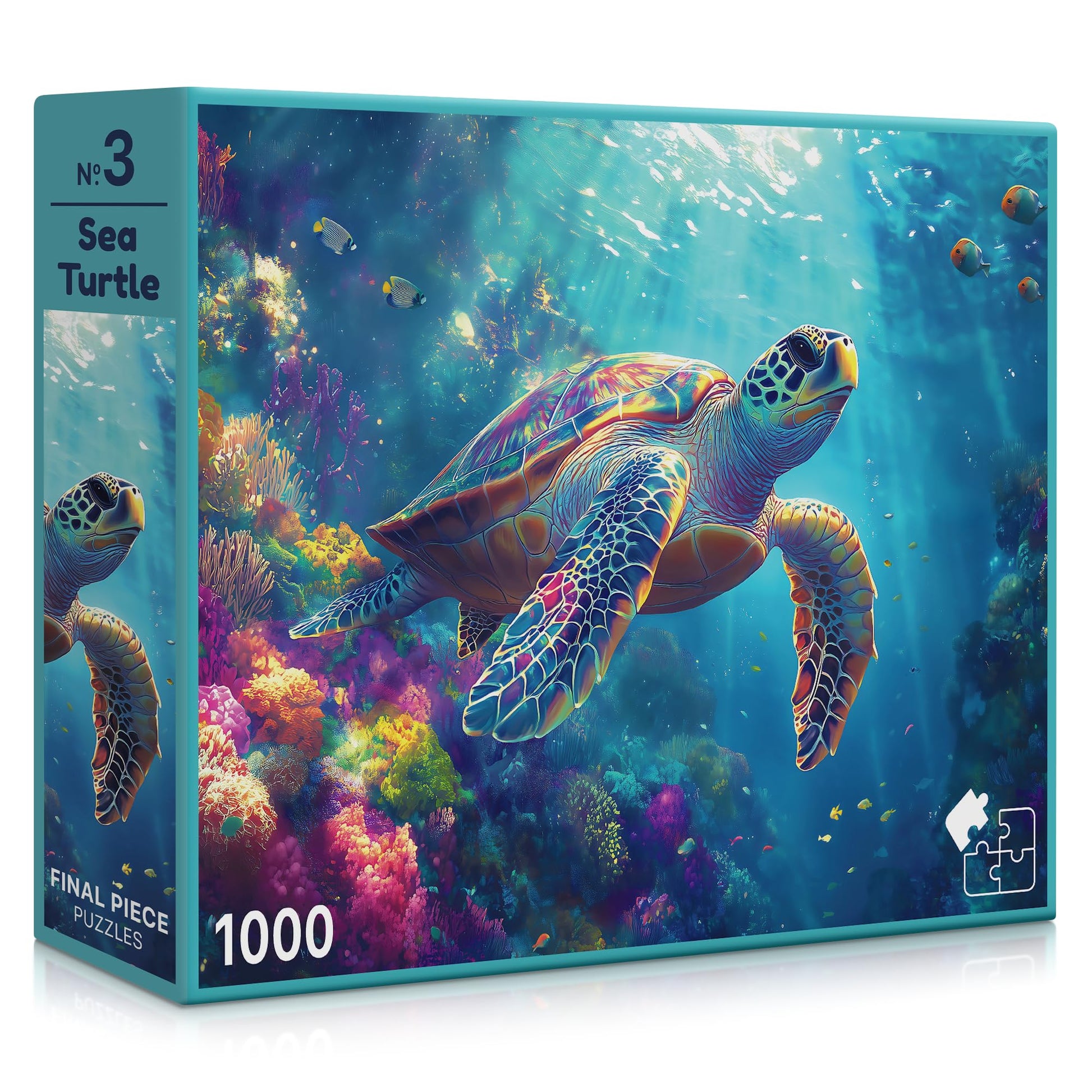 Sea Turtle (#3) - 1000 Piece Jigsaw Puzzle for Adults | Premium European Blue Board | Satin Low-Glare Finish | Ribbon Cut | Bonus Poster |