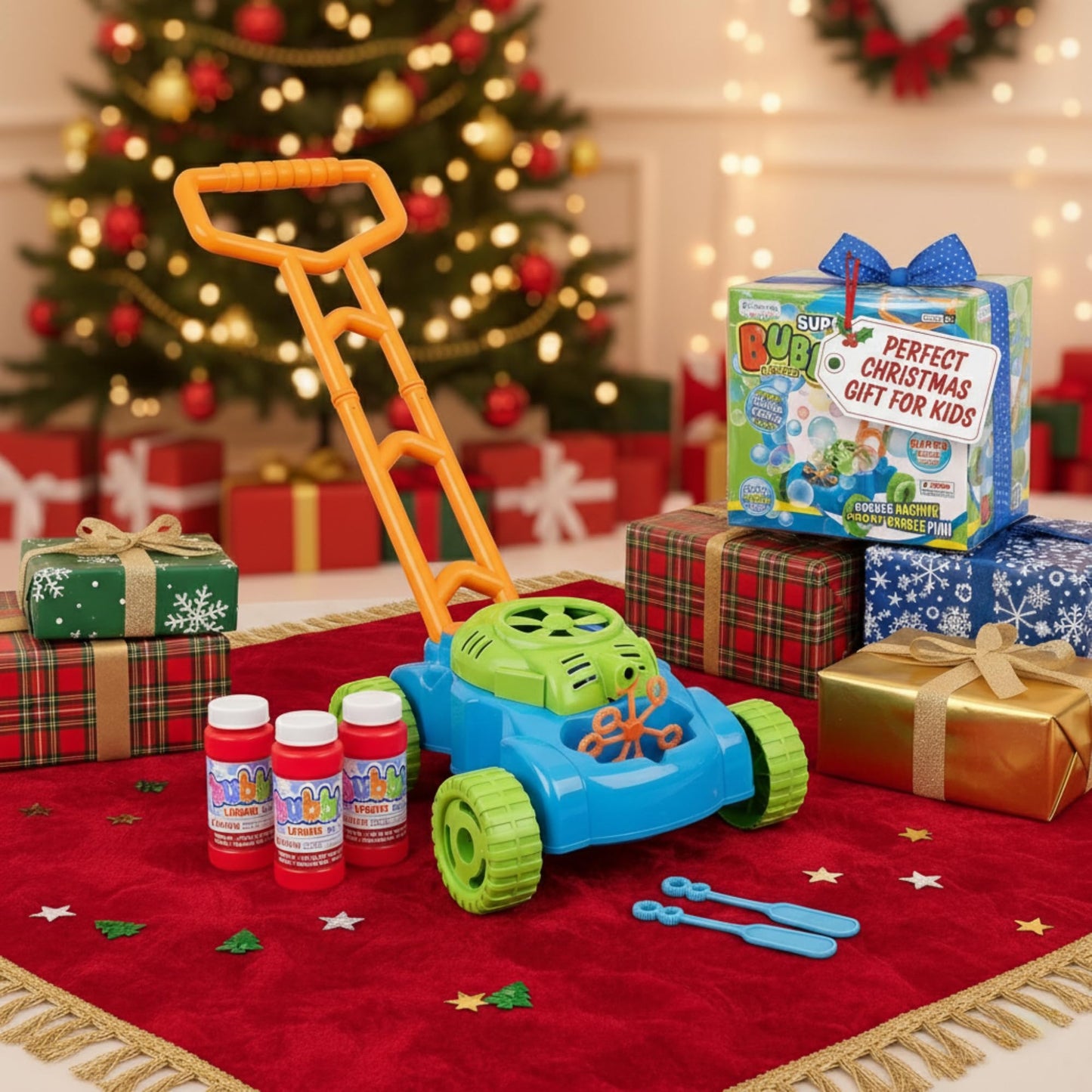 ArtCreativity Bubble Lawn Mower for Toddlers 1-3, Kids Bubble Machine for 1 Year Old Boy Gifts, Bubbles Blowing Push Toys for Kids, Summer Outdoor