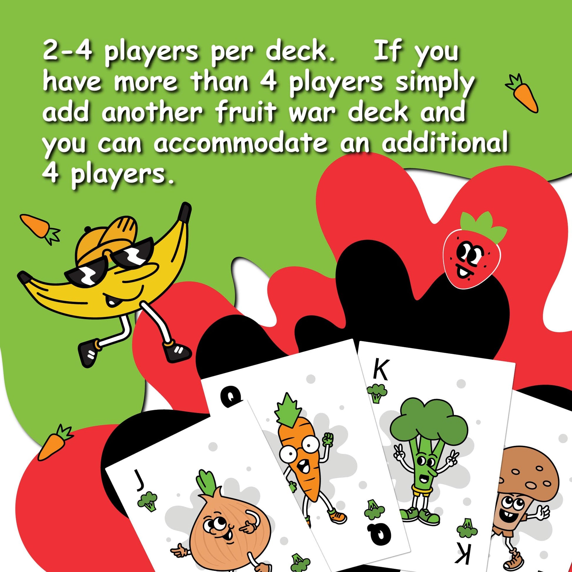 Blakruut Games Fruit War, A Family Friendly Game That is a Twist on The Classic Card-Game of War, with Quicker Play, Intense Battles and Fun Character