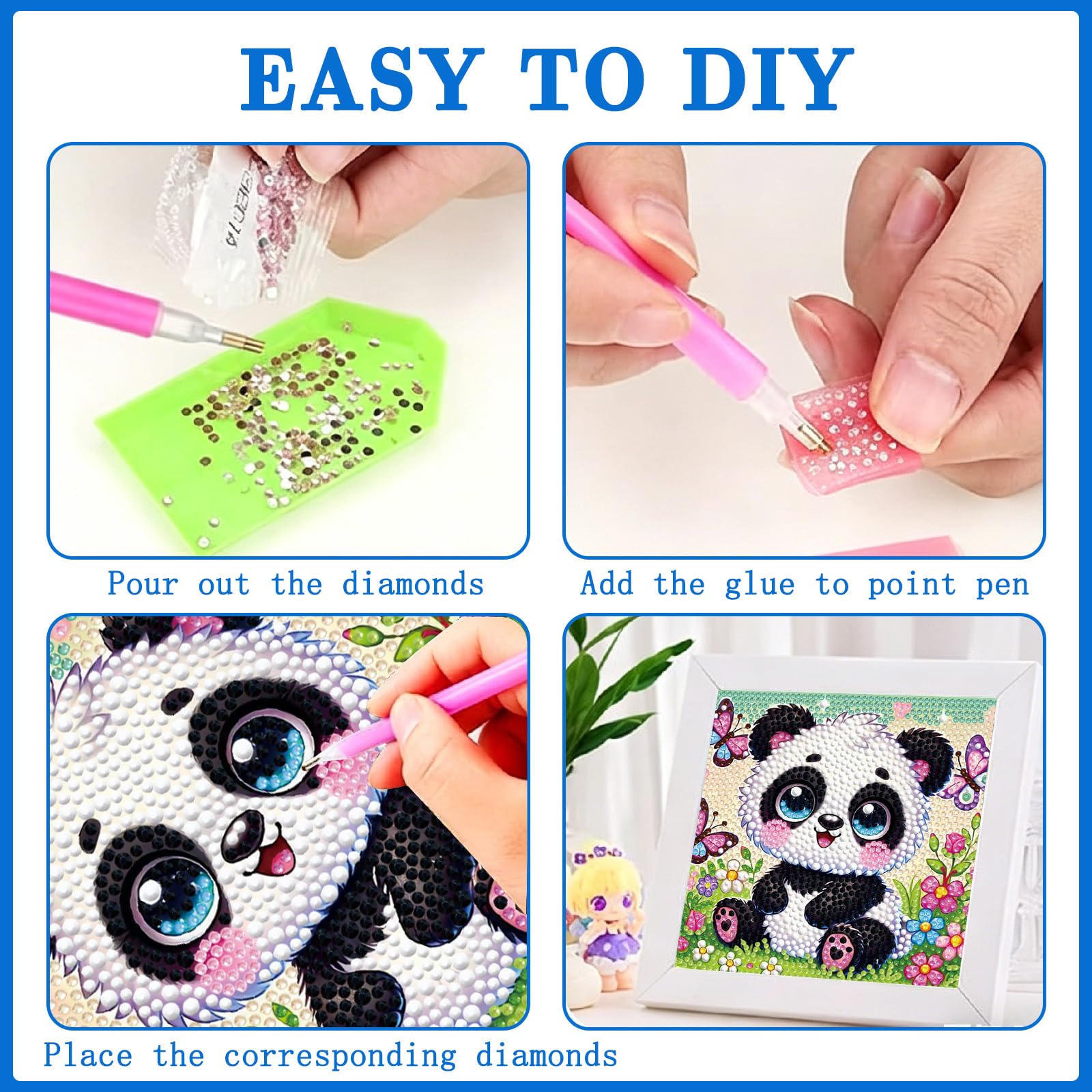 QAWRZZPR 4 Pcs Diamond Art Kits for Kids - Diamond Art for Kids Ages 4-8 & Gem Art for Kids Full Drill Cartoon Anime Theme, Diamond Painting for Kids