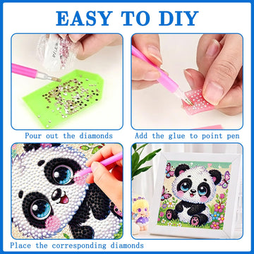 QAWRZZPR 4 Pcs Diamond Art Kits for Kids - Diamond Art for Kids Ages 4-8 & Gem Art for Kids Full Drill Cartoon Anime Theme, Diamond Painting for Kids