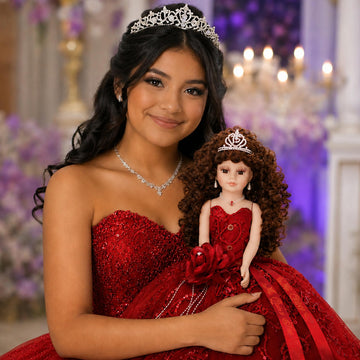 18” Quinceañera Last Doll with Umbrella Dress Stand - Última Muñeca Mis Quince Años Keepsake, Traditional Hispanic Mis 15 Doll, Ceremony & Table