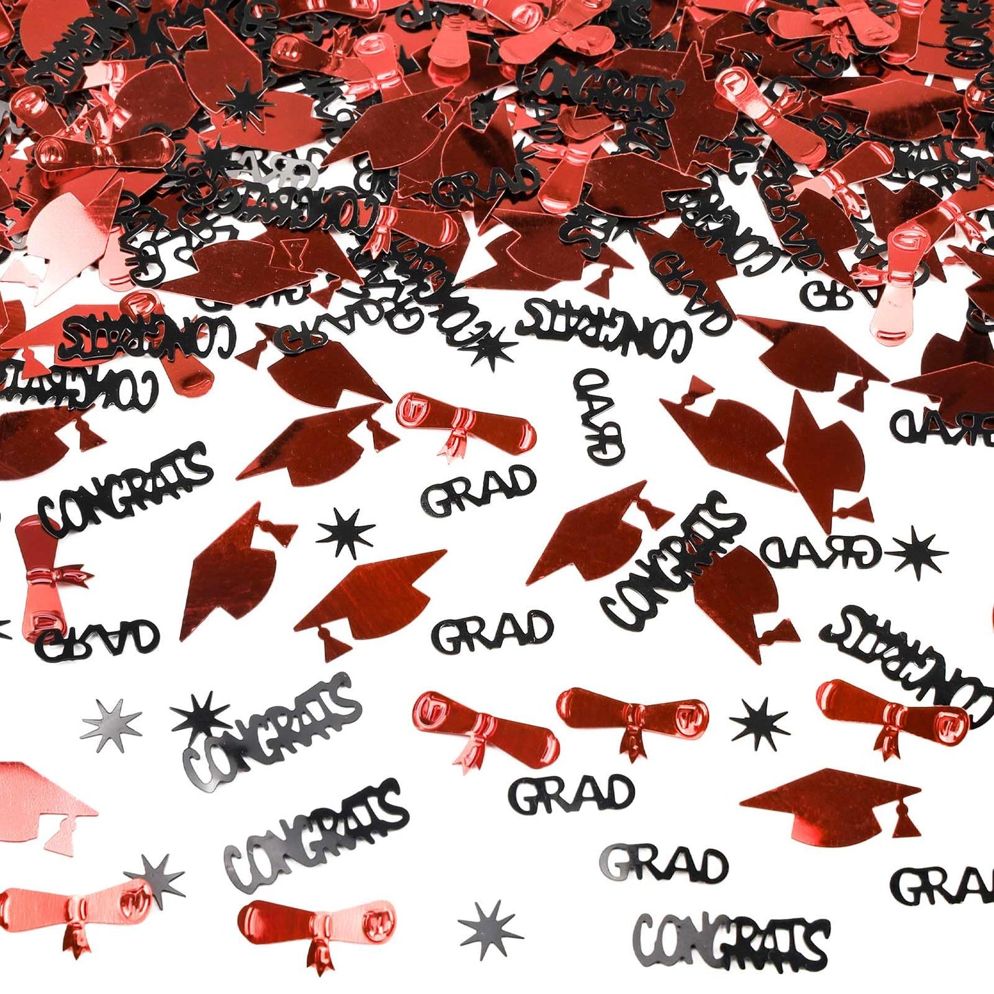 Red and Black Graduation Confetti 2026, 1000 Pcs Class of 2026 Table Centerpiece Grad Confetti for 2026 Graduation Party Decorations Supplies